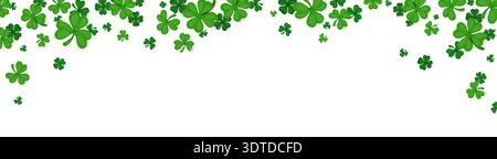 St Patrick border frame of shamrock clover leaves Stock Vector