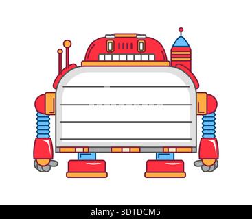 Cartoon retro robot droid for kids memo note Stock Vector
