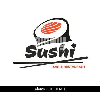 Traditional salmon sushi vector Japanese icon Stock Vector