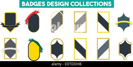 Geometric Badge Frames Collection Label Shapes Set. Stock Vector
