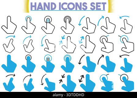 Hand Cursor Icons Set Pointer Click Gesture Symbols. Stock Vector