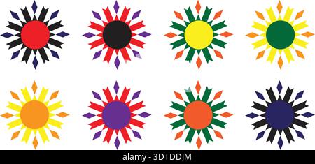 Flower Shapes Set Floral Decorative Symbols Collection. Stock Vector