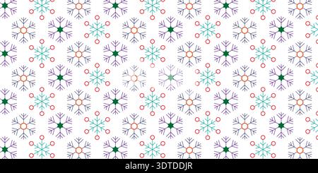 Snowflake Seamless Pattern Winter Christmas Ornament Textile Background. Stock Vector