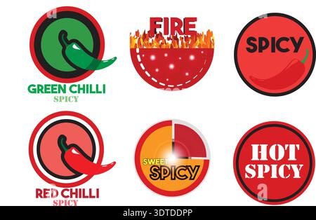 Chili Pepper Icons Set Spicy Food Symbols. Stock Vector