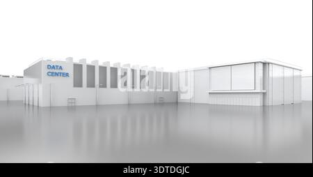 3d rendering white data center building exterior isolated on white background Stock Photo