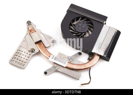 Cooler with a cooler with a laptop on a white background Stock Photo