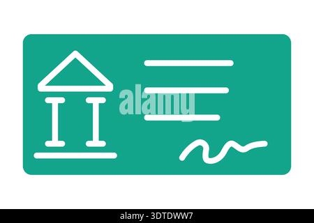 Bank check solid icon. Icon related to bank. Finance elements vector illustration Stock Vector