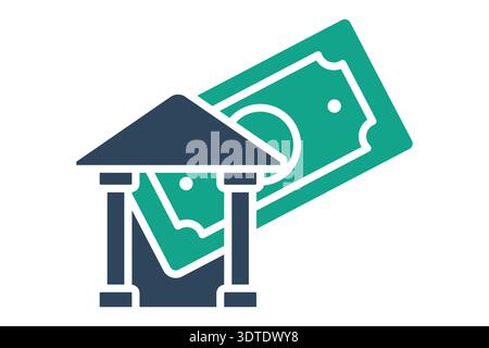 Direct deposit solid icon. Icon related to bank. Finance elements vector illustration Stock Vector