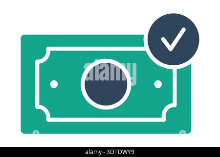 Payment success solid icon. Icon related to bank. Finance elements vector illustration Stock Vector