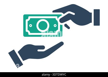Transaction solid icon. Icon related to bank. Payment elements vector illustration Stock Vector