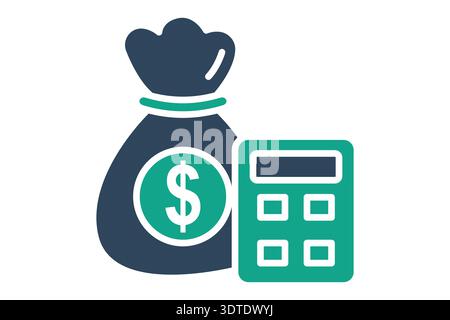 Budget solid icon. Icon related to bank. Finance elements vector illustration Stock Vector