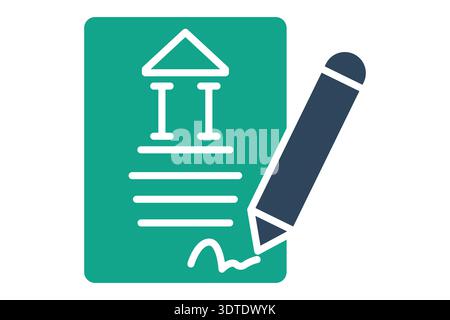 Contract solid icon. Icon related to bank. Document elements vector illustration Stock Vector
