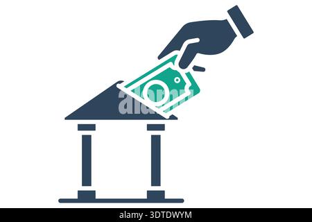 Investment solid icon. Icon related to bank. Profit elements vector illustration Stock Vector