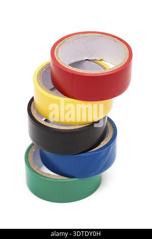Variegated electrical tape on white background Stock Photo