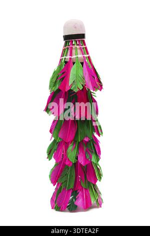 Shuttlecock with feathers on a white background Stock Photo