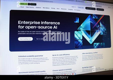 Computer screen displaying enterprise inference for open-source AI platform. Concept of artificial intelligence and machine learning software developm Stock Photo