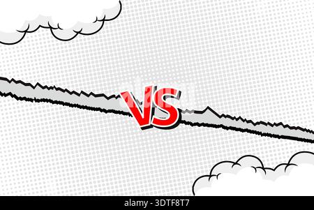 Comic cartoon versus fight background with two battle panel and speech bubbles for text Stock Vector