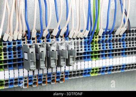 Electrical wiring in the control cabinet Stock Photo