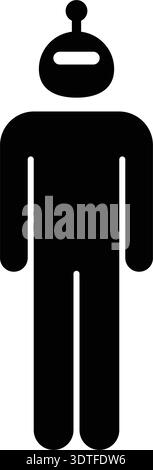 AI Robot Standing Icon, Artificial intelligence robot standing pose pictogram icon in solid black glyph style isolated Stock Vector