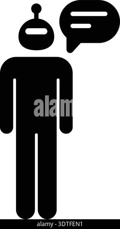 AI Chatbot Communication Robot Pictogram Icon, Artificial intelligence robot with speech bubble representing chatbot communication Stock Vector