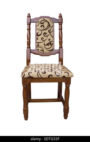 wooden chair in fabric isolated on white background Stock Photo