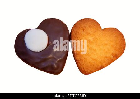 Valentine's Day cookies, two chocolate cookies and shortbread cookies Stock Photo
