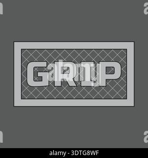 Rectangular label with grip text over a crosshatch texture and framed border Stock Vector