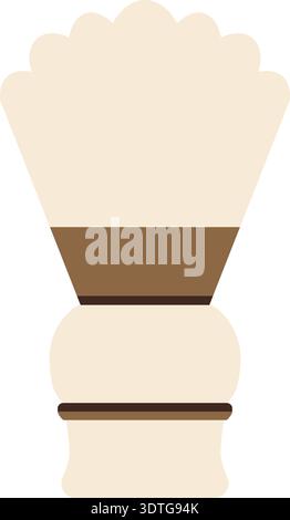 Flat illustration of a shaving brush with cream colored bristles and a brown band Stock Vector