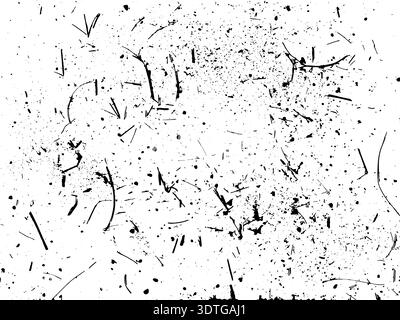 High-contrast black ink splatter texture on white background. Perfect for grunge design, overlays, abstract art, or edgy visual effects. Vector illust Stock Vector