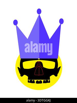 King skull game logo with crown, isolated on the white background, vector illustration Stock Photo