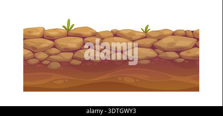 Game ground soil layer of desert sand and stones Stock Vector