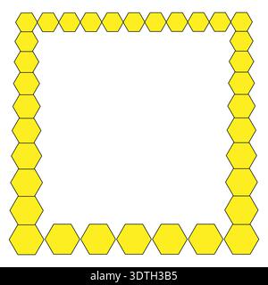 Yellow hexagon border. Geometric frame Vector. Honeycomb shape element. Simple mosaic template. Stock Vector