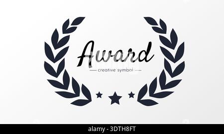 Elegant laurel wreath award symbol with stars and Award text, perfect for recognition concepts. Vector illustration. Stock Vector