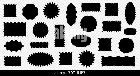 Collection of abstract zig zag wavy frames in different shapes Stock Vector