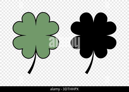Four leaf clover icons. Clover silhouette Stock Vector