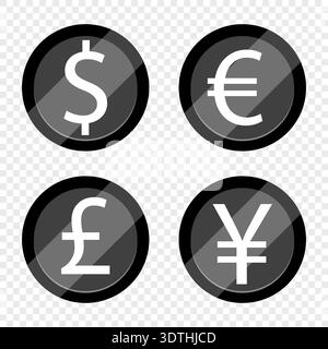 Coins of different currencies. Vector illustration Stock Vector