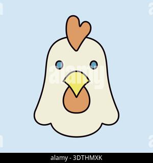 Minimalistic hen head icon with outline style, ideal for food packaging, poultry farm logo, or farm animal design. Stock Vector