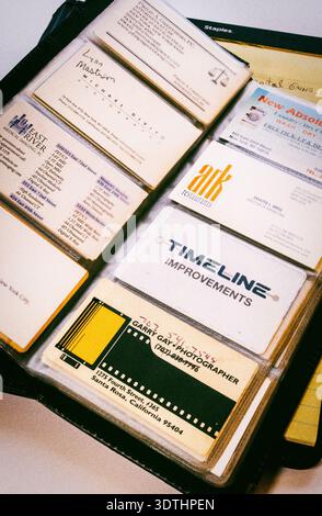 Close-up of an old-fashioned paper calling card folder with business cards, 2026, United States Stock Photo