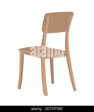 Light brown wooden chair, viewed from rear angle  Stock Vector