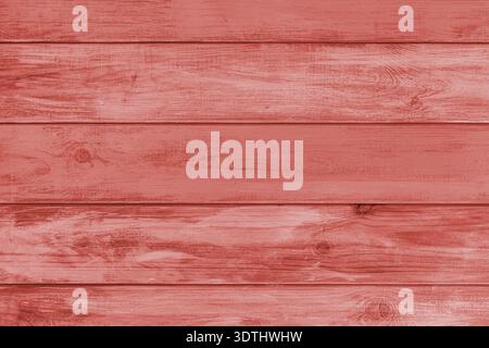 Red colored painted wooden board with visible grain and horizontal planks, wall wooden surface. Rustic wood texture background, design element, wallpa Stock Photo