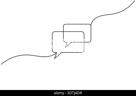 Two speech bubbles continuous one line drawing on white background Stock Vector