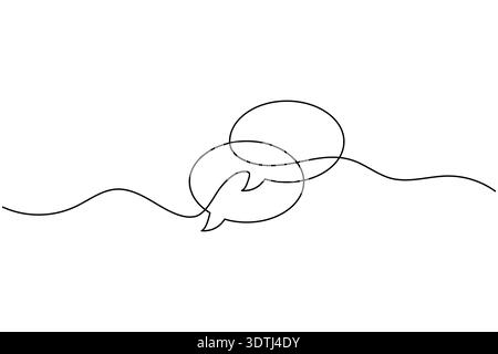Two square speech bubbles continuous one line drawing on white background Stock Vector