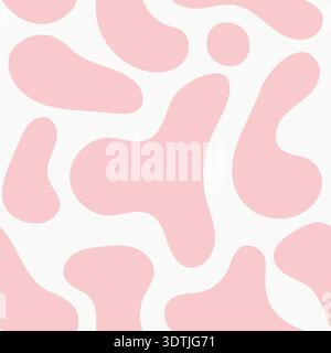 Irregular pink spots on white, creating a seamless cow or dalmatian pattern. Ideal for textiles, wallpapers, and design backgrounds. High quality Stock Vector