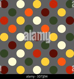 Seamless pattern of colorful circles in vibrant hues, ideal for modern luxury designs, textiles, and wallpapers. High quality vector illustration with Stock Vector