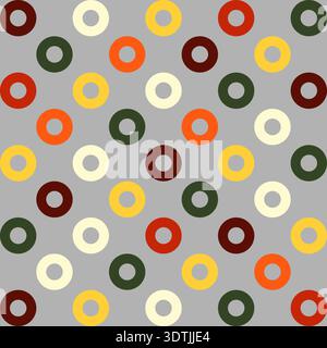Seamless abstract geometric background with circles. This modern minimalist vector pattern features elegant polka dots and a circular grid, resulting Stock Vector