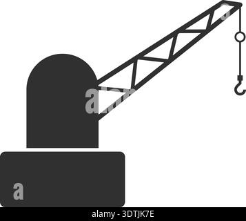 Silhouette of a crane, representing lifting and construction equipment used in industrial settings. Stock Vector