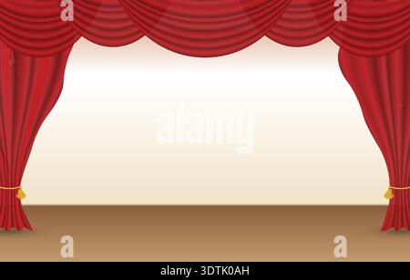 Background of red curtain and stage stock illustration Stock Vector