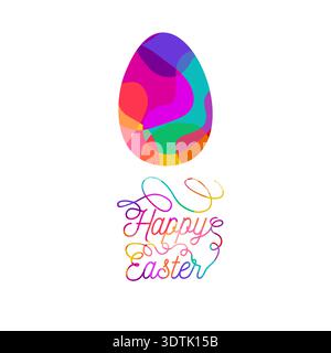 colored egg Easter card. hand drawn. Not AI, Vector illustration. Stock Vector
