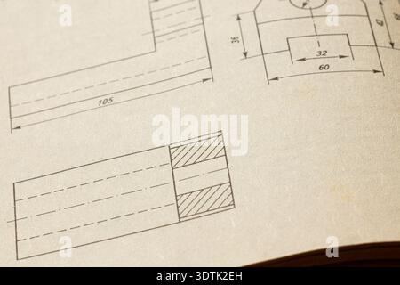 A page with a technical drawing and part dimensions for engineering ...
