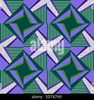 Geometry complex pattern in patchwork style Stock Vector